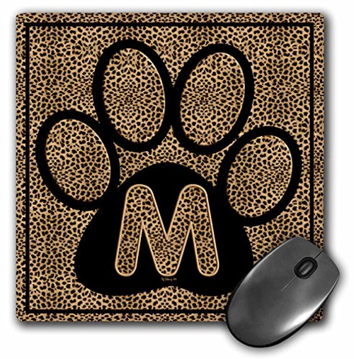 3dRose LLC 8 x 8 x 025 Inches Mouse Pad Letter M Standard Cheetah Print Cat Paw mp259461