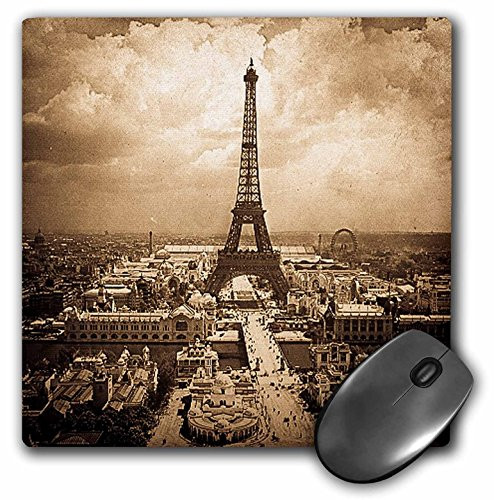 3dRose LLC 8 x 8 x 025 Inches Mouse Pad The Paris Exposition 1900 Eiffel Tower Sepia mp774541