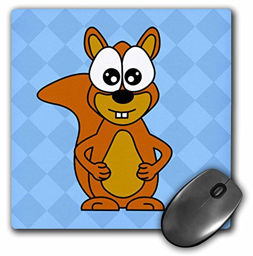 3dRose LLC 8 x 8 x 025 Inches Cute Happy Mr Squirrel Blue Mouse Pad mp63231