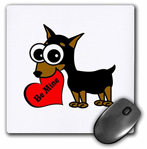 3dRose LLC 8 x 8 x 025 Inches Cute Dog be Mine Heart Minpin Mouse Pad mp63311