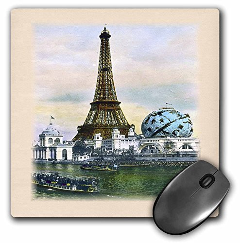 3dRose LLC 8 x 8 x 025 Inches Mouse Pad Lovely Old Paris Scene with Eiffel Tower and Riverboats mp389161