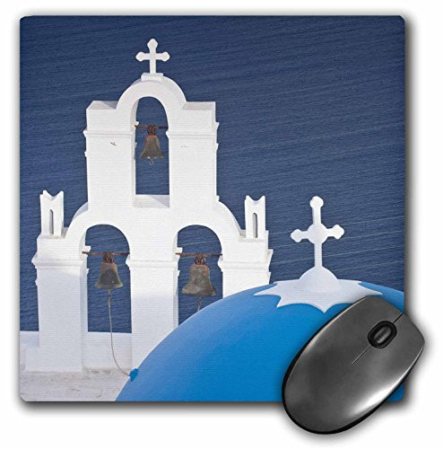 3dRose LLC 8 x 8 x 025 Greece Santorini Firostefani Bell Tower Domes Darrell Gulin Mouse Pad mp818321