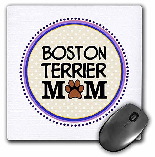 3dRose LLC 8 x 8 x 025 Inches Boston Terrier Dog Mom Paw Print Mum Love Mouse Pad mp1517041