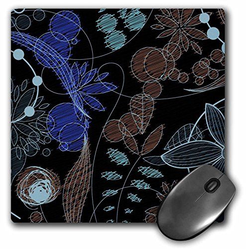 3dRose LLC 8 x 8 x 025 Inches Cute Blue Brown and Turquoise Scribble Flower Pattern Mouse Pad mp1530121