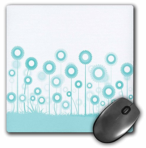 3dRose LLC 8 x 8 x 025 Inches Cute Turquoise Circle Flower Illustration Mouse Pad mp1530241