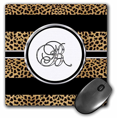 3dRose LLC 8 X 8 X 025 Inches Mouse Pad Elegant Cheetah Animal Print Monogram Letter B Mp1806711
