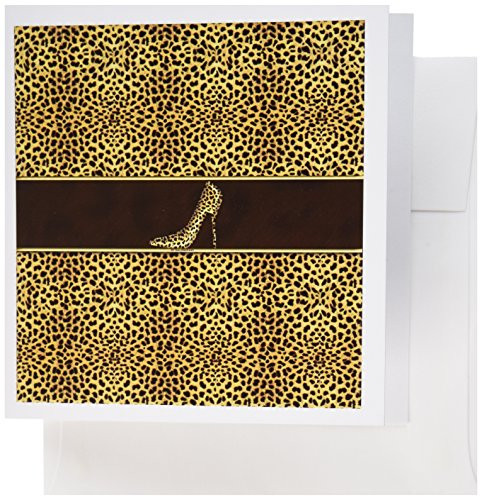3dRose Cheetah Print and Stiletto Heel  Greeting Cards 6 x 6 inches set of 12 gc386882