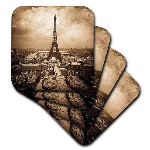 3dRose CST774541 The Paris Exposition 1900 Eiffel Tower SepiaSoft Coasters Set of 4