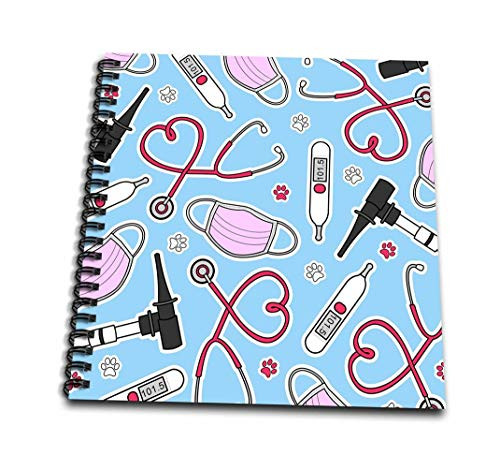 3dRose db1721181 Cute Veterinarian or Veterinary Technician Love Pattern BlueDrawing Book 8 by 8Inch