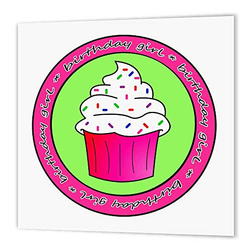 3dRose ht431412 Birthday GirlCute Pink Cupcake with SprinklesIron on Heat Transfer Paper for White Material 6 by 6Inch