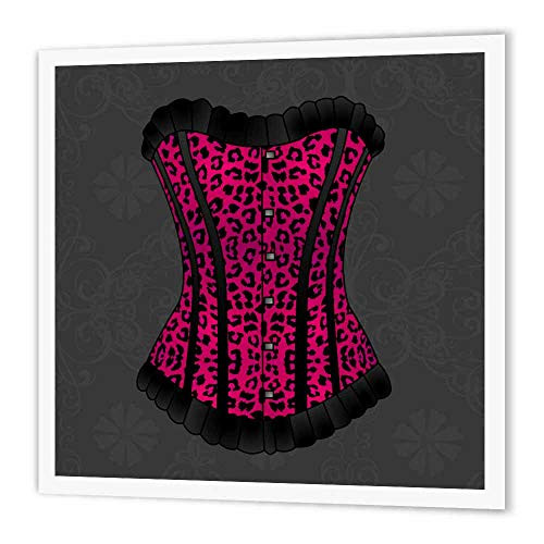 3dRose ht586992 Pink and Black Animal Print CorsetIron on Heat Transfer Paper for White Material 6 by 6Inch