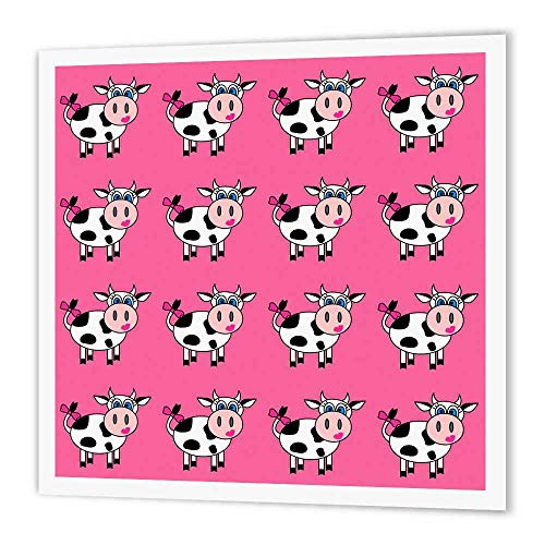 3dRose ht60973 Happy Cow Girl Pink PrintIron on Heat Transfer Paper for White Material 10 by 10Inch