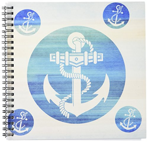 3dRose db1521061 Anchorin Aqua Circles Nautical Beach Theme Art Drawing Book 8 by 8Inch
