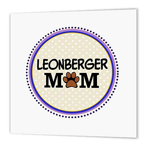 3dRose ht1517743 Leonberger Dog Mom Doggie Mama by Breed Paw Print Purple Circle Iron on Heat Transfer 10 by 10Inch for White Material