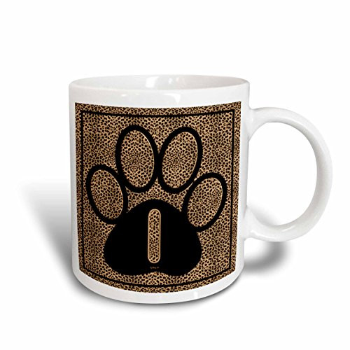 3dRose mug259422 Letter I Standard Cheetah Print Cat Paw Ceramic Mug 15Ounce
