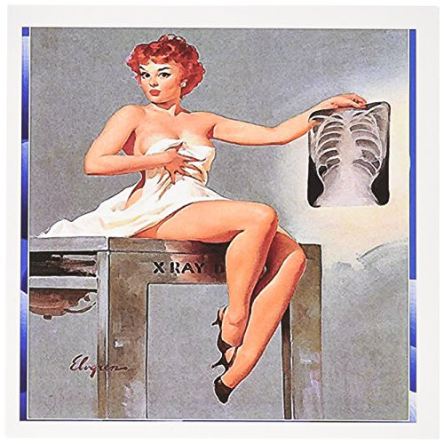 3dRose Print of Elvgren Painting Pinup Inside Story of XRay Greeting Cards Set of 6 gc1845711