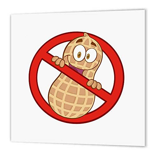 3dRose ht1191392 Cute Peanut Allergy Cartoon AntiPeanut Warning Iron on Heat Transfer for White Material 6 by 6
