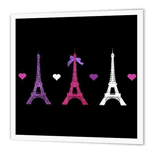 3dRose ht1131513 Eiffel Tower Paris Towers Love Hearts Stylish French Modern France Iron on Heat Transfer for White Material 10 by 10