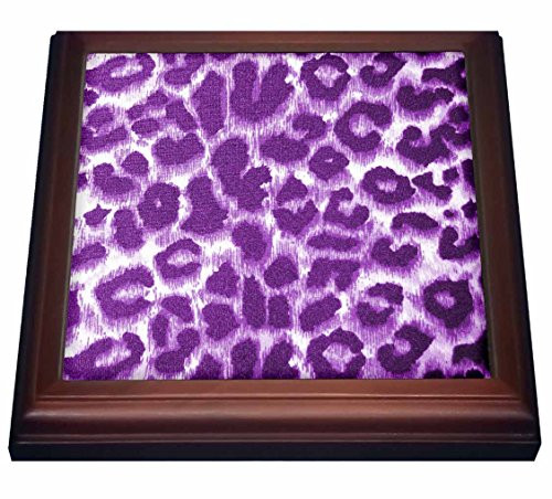 3dRose Purple Leopard Print Animal Print Fashion Trivet with Ceramic Tile 8 by 8 Brown