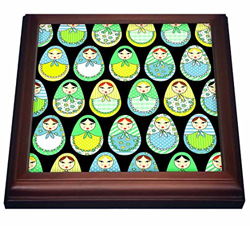 3dRose Cute Russian Matryoshka Nesting Dolls PrintCool Colors Black Trivet with Ceramic Tile 8 by 8 Brown 3dRose Cute Russian Matryoshka Nesting Dolls PrintCool Colors Black Trivet with Ceramic Tile 8 by 8 Brown