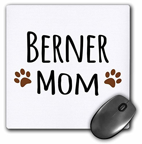 3dRose Berner Mom  Bernese Mountain Dog  brown muddy paw prints  Mouse Pad 8 by 8 inches mp1540731