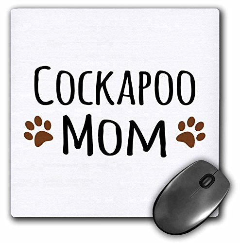 3dRose Cockapoo Dog Mom  brown muddy paw prints love  Mouse Pad 8 by 8 inches mp1541011