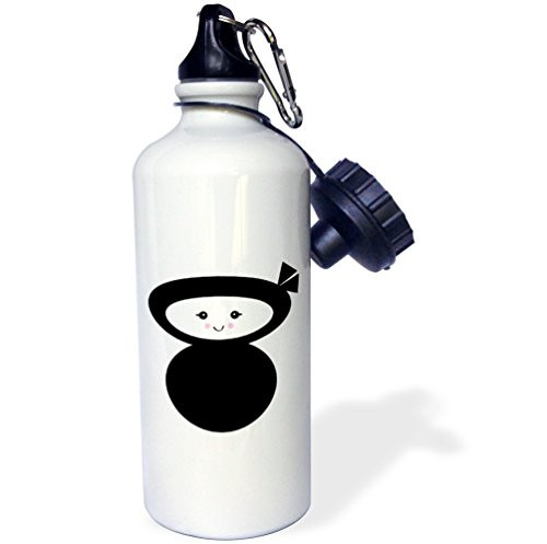 3dRose Cute Kawaii Ninja Kawaii Dolly Sports Water Bottle 21 oz White