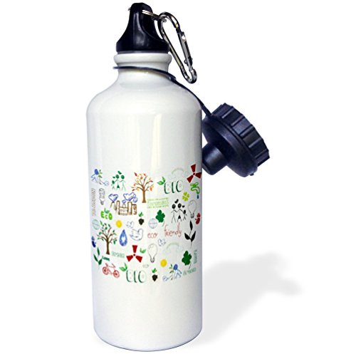 3dRose Cute Happy Birthday Teddy Bear Colorful Party Vector Design Sports Water Bottle 21 oz White