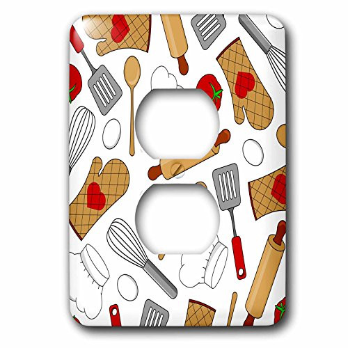 3dRose lsp1721216 Cute Chef Or Cook Love Pattern In White Outlet Cover