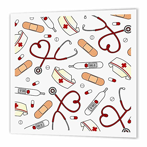 3dRose ht1284912 Nurse Love Cute Cartoon Rn Supplies Print White Iron on Heat Transfer Paper for White Material 6 by 6