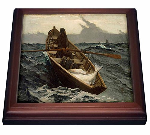 3dRose Print of Vintage Winslow Homer The Fog Warning Trivet with Ceramic Tile 8 by 8 Brown