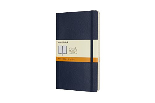 Moleskine Classic Soft Cover Notebook, Ruled, Large (5" x 8.25") Sapphire Blue - Soft Cover Notebook for Writing, Sketching, Journals