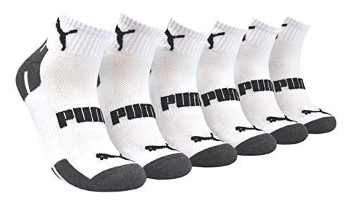 Puma Mens 6 Pack Quarter Crew Training Socks WhiteGrey Sock Size 1013 P114385117
