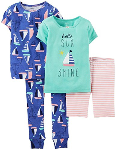 Carters Baby Girls 4 Piece Cotton PJ Set Baby  Boats  6 Months