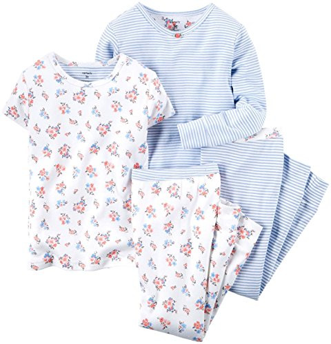 Carters Baby Girls 4 Piece Slogan Tee PJ Set Baby  Floral  6M