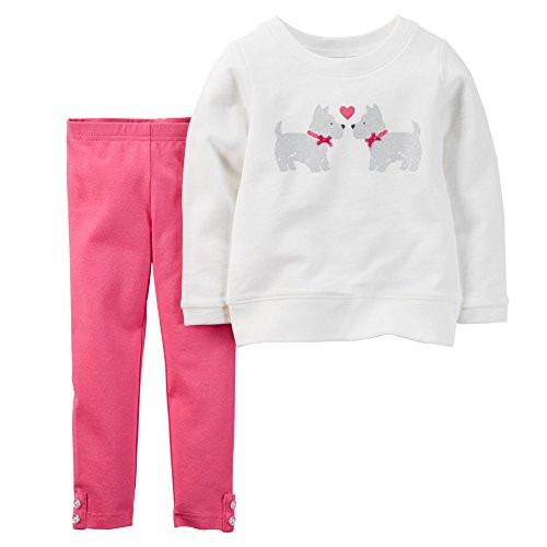 Carters Baby Girls 2Piece Pullover  Legging Set 3 Months IvoryPink
