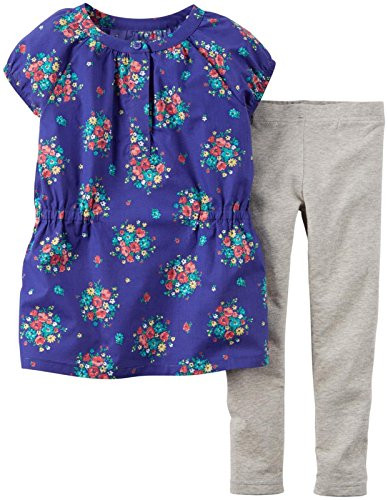 Carters Baby Girls 2 Piece Floral Top Set Baby  Purple  12M