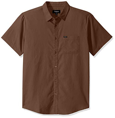 Brixton Mens Charter Oxford Standard FIT Short Sleeve Woven Shirt Bison XLarge