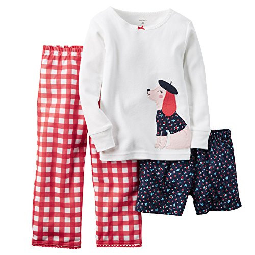 Carters Little Girls 3Piece Cotton  Jersey Pajamas Set 24 Months RedNavy