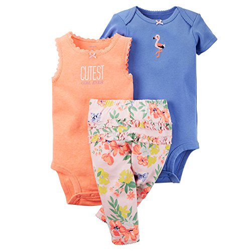 Carters Baby Girls 3Piece Bodysuit  Pants Set Newborn Pink Floral