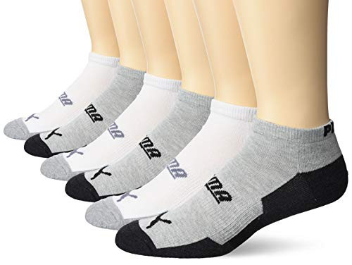 PUMA Mens 6 Pack 12 Terry Low Cut Socks WhiteGrey 1013