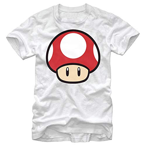 Nintendo Mens Super Mario Mushroom PowerUp TShirt White XXXLarge Nintendo Mens Super Mario Mushroom PowerUp TShirt White XXXLarge