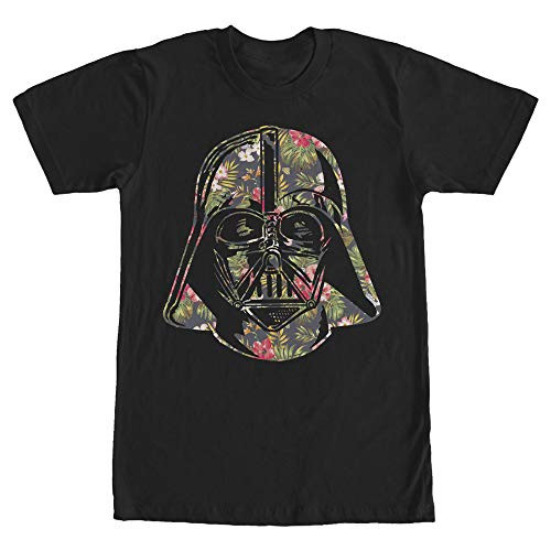 Star Wars Mens Vader Tropical Floral Print TShirt Black XXLarge