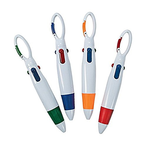 Fun Express Carabiner Shuttle Pens 12 Pack Each 5 12 Pen Includes 4 Retractable Color Choices