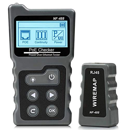 PoE Tester Inline Tester VXSCAN POE Checker for Power Over Ethernet Network Cable RJ45 Continuity Checking DC Power Switch LoopBack Test PoE Detector