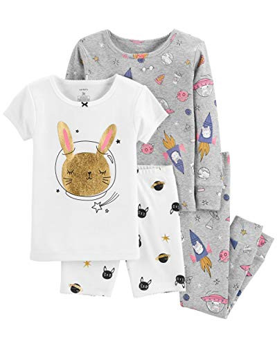 Carters Baby  Toddler Girls 4Piece Snug Fit Cotton PJs 2T Space BunnyHeather