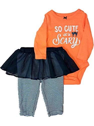 Carters Baby Girls 2Piece Halloween Bodysuit and Tutu Pant Set OrangeBlack 12 Months