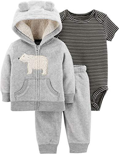 Carters Baby Boys 3Piece Little Jacket Set Heather Polar Bear 6 Months