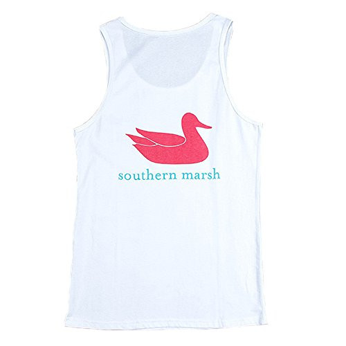 Southern Marsh Authentic  Tank White with Pink Small