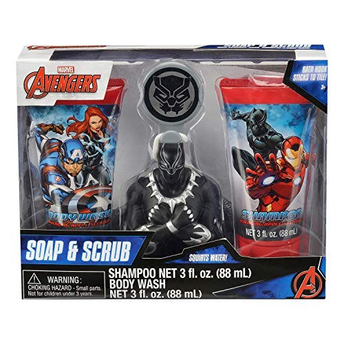 Avengers Childrens Bath Gift Set  Shampoo Body Wash Bath Scrubby  Hook